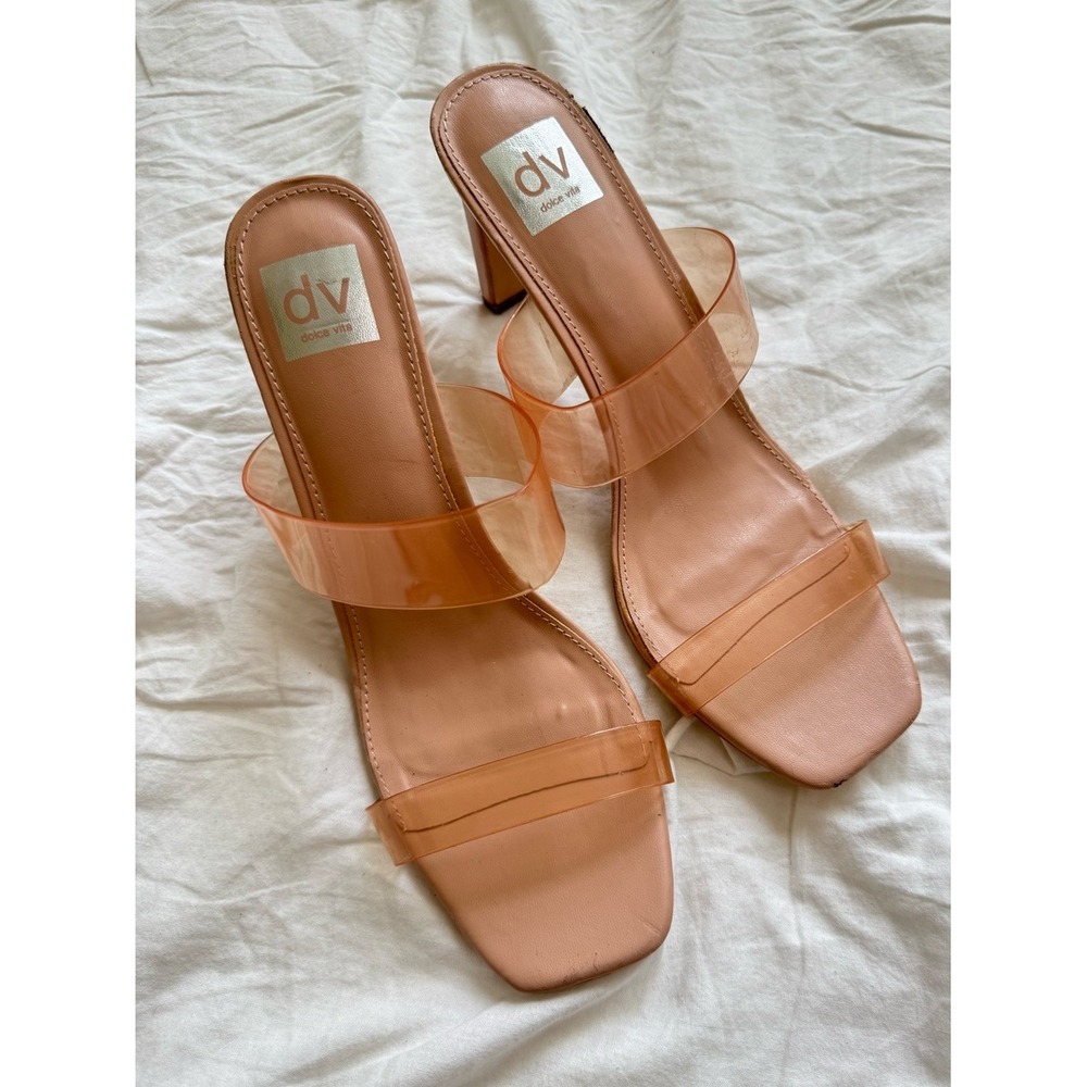 DV Dolce Vita Women's Selsta Strappy See Through Block Heel Sandals Size 11